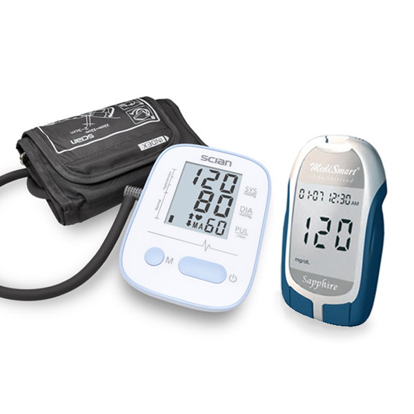 Combo Máy đo huyết áp bắp tay Scian LD-521 & Máy đo đường huyết Sapphire Plus